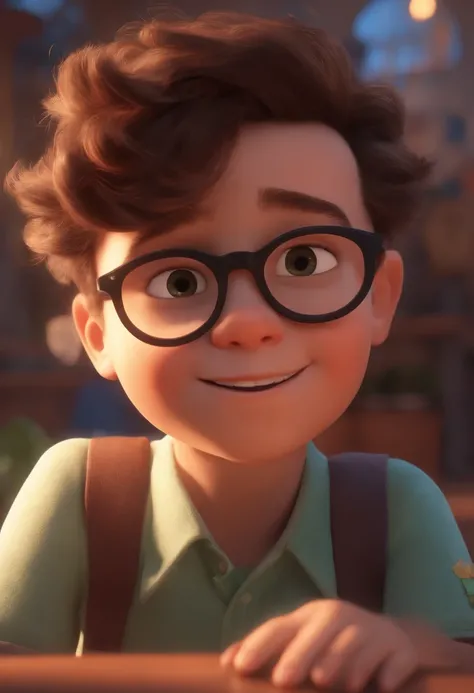 Image of a boy for a story in a YouTube video in Pixar format, Hes the little allabester, Hes the class leader, Hes outgoing, Playful and gets up for a lot of things, cabelo curto