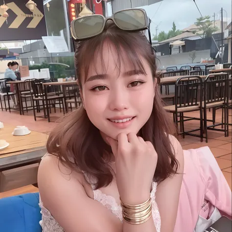 there is a woman sitting at a table with a plate of food, mai anh tran, dang my linh, a young asian woman, 2 8 years old, 2 7 years old, 2 9 years old, in style of lam manh, nivanh chanthara, 19-year-old girl, 2 3 years old