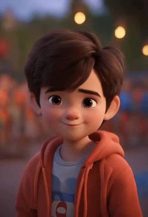 (Pixar 1.23 style) 1 boy ((upper body front, bust shot)), solo, cute kid, brunette, pretty tracksuit, boy, korean child, playground, ((masterpiece, highest quality)), (composite lighting)