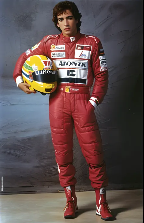 Ayrton Senna in a red jumpsuit holding a yellow helmet, f 1, Villeneuve, 1 9 9 3 foto da revista Life, 1 9 9 9 foto da revista Life, moto gp ads in 1 9 9 0 s, sem capacete, foto 1998, 1 9 9 2, 1992, inspirado em Ayrton Senna