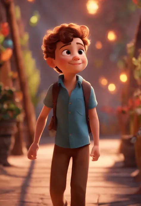 Image of a boy for a story in a YouTube video in Pixar format, Hes the little allabester, Hes the class leader, Hes outgoing, Playful and gets up for a lot of things