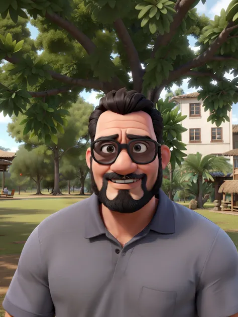 imagem de professor negro, alto bonito com barba ensinando geografia com a camisa do clube do remo , sobranselha grossa e olhos castanhos e grandes, cabelo curto e preto, teaching with students in the background in the State of Pará with Disney and Pixar c...