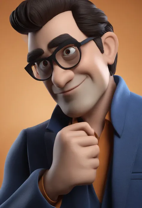 Cartoon character of a man with black glasses and a blue shirt, animation character, Caractere estilizado, animation style rendering, 3D estilizado, Arnold Maya render, 3 d render stylized, toon render keyshot, Personagem 3D, Personagem 3D, 3d rendering st...