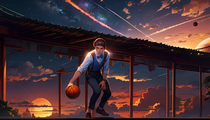 the sunset，eventide，middle parted hairstyle，Suspenders，Right-handed basketball，meteors（Swipe left），Lychee tree，Five fingers clear，Two feet