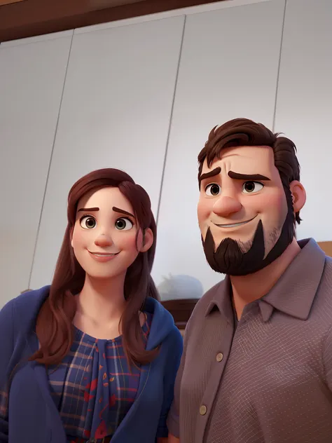 casal homem e mulher no estilo Disney Pixar, alta qualidade, melhor qualidade