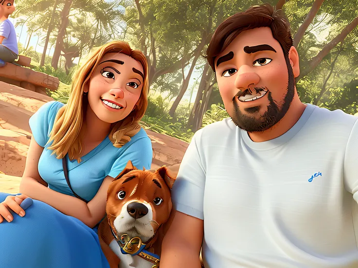 casal e cachorro no estilo pixar , alta qualidade