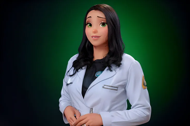 Mulher, morena, cabelos lisos e compridos, olho pequeno, criar a imagem no estilo Disney Pixar, alta qualidade