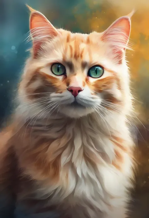 Watercolor style cat portrait