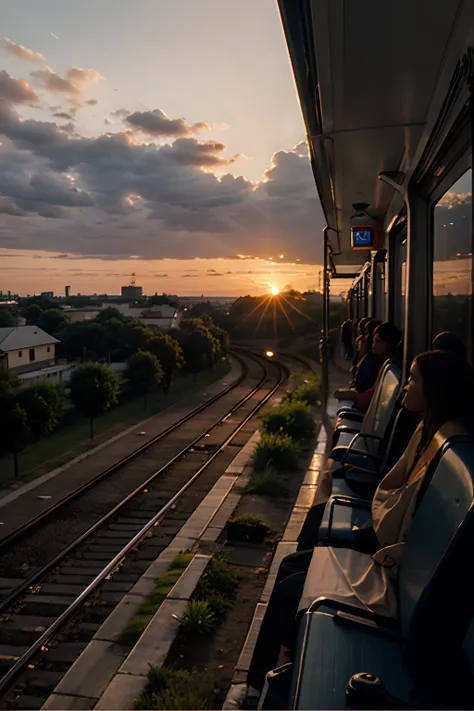 Sunset view from train