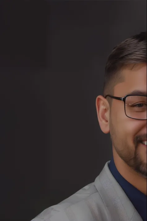 Smiling man in a gray suit and glasses in front of a church full of people, foto de perfil profissional, foto de perfil headshot, medium head to shoulder shot, foto headshot, professional headshot, foto de perfil profissional, taken in the early 2020s, ima...