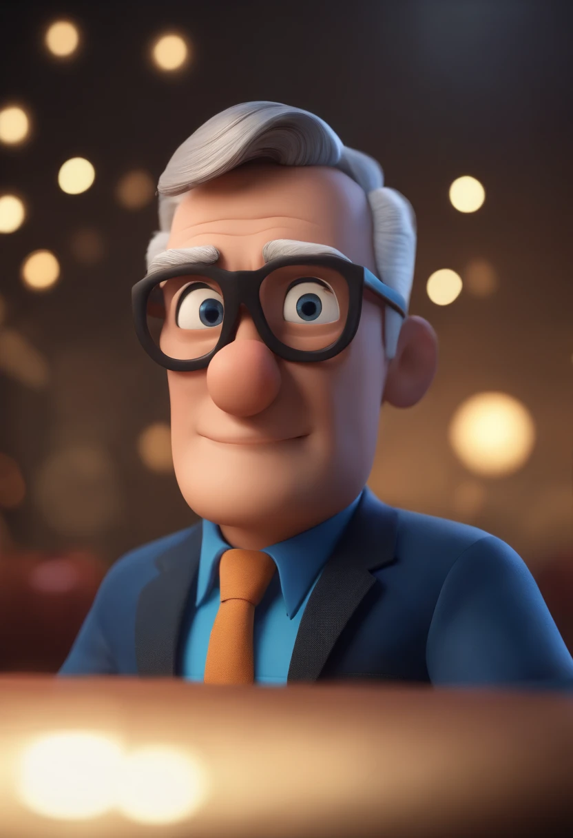 Cartoon character of a man wearing black glasses and a blue shirt, um personagem animado, Caractere estilizado, animation style rendering, 3D estilizado, Arnold Maya render, 3 d render stylized, toon render keyshot, Personagem 3D, Personagem 3D, 3d renderi...