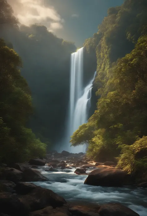 (Paisagem Pixel): cachoeira, obra-prima, melhor qualidade, ultra-detalhado, alta resolução, dynamic compositing, beautiful pixel art scenery, cores contrastantes, soft-lighting, ambiente vibrante.