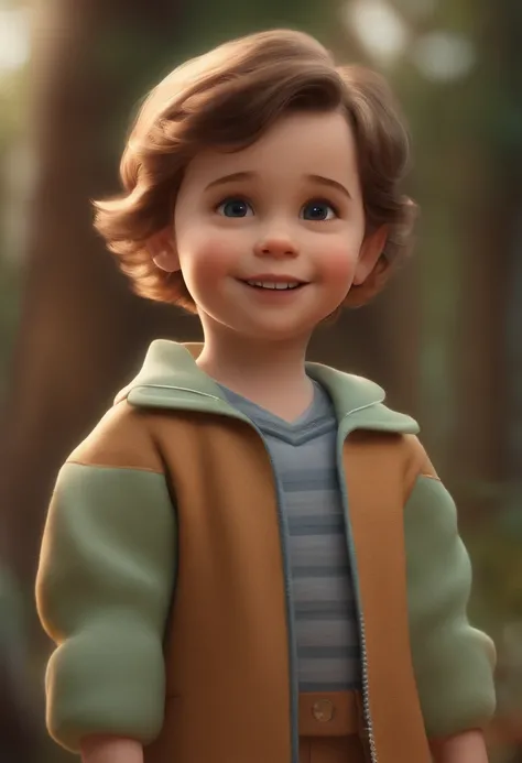 a happy cute kid standing short hair, vestindo uma fantasia espacial, , fundo branco, barnet, Tom, Estilo Pixar, ....3d, desenhos animados, rosto detalhado, asymmetrical 16k