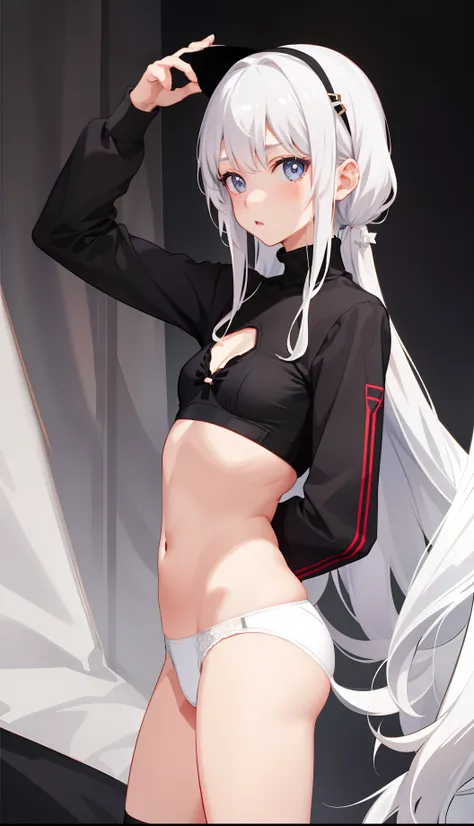 1girl in、AS-Adult、Underwear、Cute underwear、（small tits）White hair、