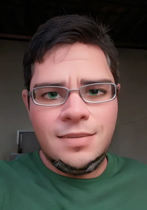 Selfie of man wearing green shirt glasses