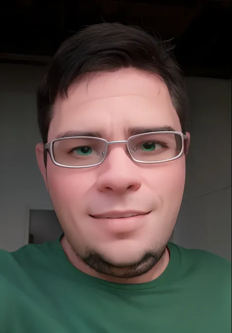 Selfie of man wearing green shirt glasses