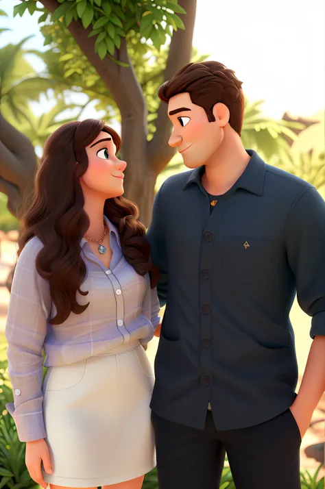 Uma mulher e um homem branco estilo disney pixar, alta qualidade, melhor qualidade