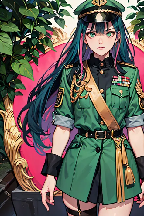 Beautiful military uniform is angry and colorful Costume is dark green