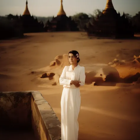 RAW photo, 8k uhd, dslr, soft lighting, high quality, film grain, masterpiece, 1girl, young girl, beatiful original face Myanmar pagoda background