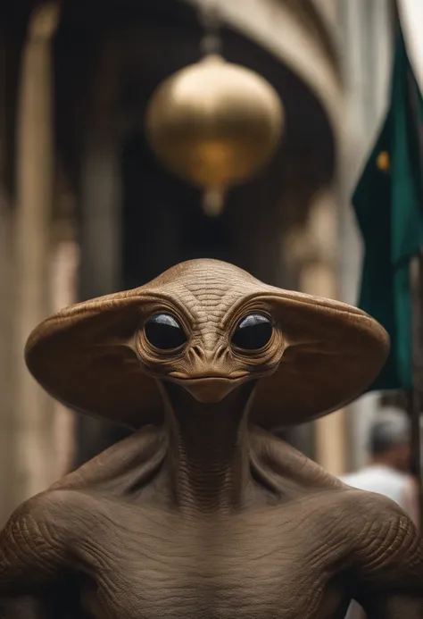 A creature request for Stable Diffusion:

Alien with rounded head, 2 olhos negros, In Largo de São Mateus, São Paulo/SP (best quality,4k,8k,Alto,master part:1.2), ultra-detalhado, (Realistic,fotorrealista,photo-realistic:1.37), HDR, UHD, studio lighting, e...