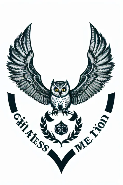 school logo with words TLVL, which is made with owl, minimalistic style