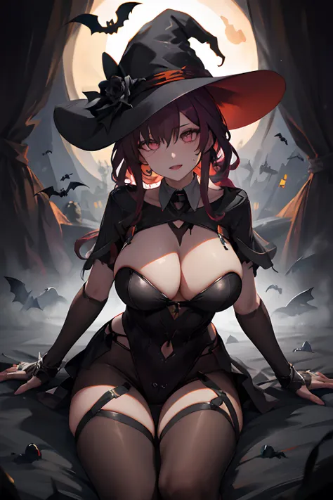 masterpiece, best quality, highres, aakafka, Halloween, Halloween vibe, dark, Halloween costume, playful look