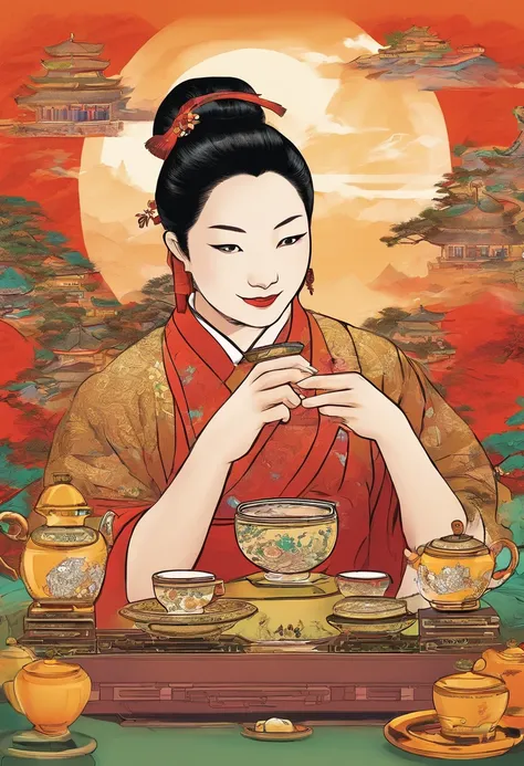 a poster，Chinese tea，Pu-erh tea，Its very historic，It expresses the historical sense of Puer tea，Very cultured tea