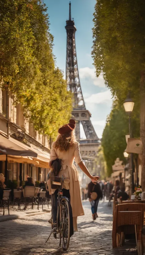 (best quality,4k,8k,Altas,master part:1.2),ultra-detalhado,(Realistic,fotorrealista,photo-realistic:1.37),menina bonita nas ruas encantadoras de Paris,Unique French atmosphere,Lively café scene,flores coloridas vibrantes em todos os lugares,arquitetura par...