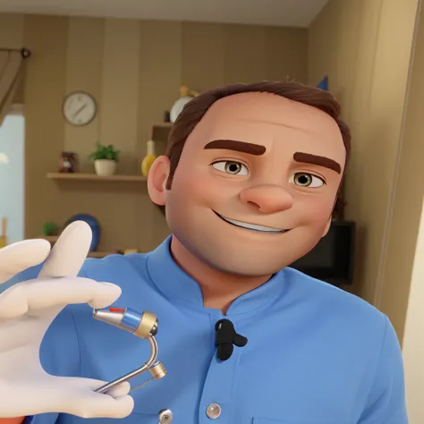 A Man Holding a Disney Pixar-Style Flexible Prosthetic, alta qualidade, best quality