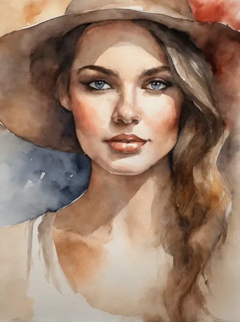 Pintura em aquarela de uma menina bonita : : trending on ArtStation: : Simple composition creates a sense of order and harmony. A pintura captura as qualidades espirituais do mundo natural. --uplight --ar 9:16