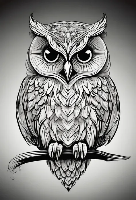 owl logo, minimalist design, simple doodle, black and white, sleek lines, clean and modern, iconic, visually striking, attention-grabbing, professional, unique and memorable, artistic details, sharp edges, eye-catching, bold and clean.+(best quality,4k,8k,...