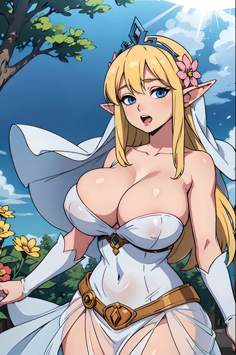 masterpiece, best quality, ultra-detailed, illustration, colorful, flat color, depth of field, lens flare, 1girl, janna (league of legends), blonde hair, blue eyes, hair ornament, elf, anime, (shortstack), (shortstackBT), (closeup), (upper body), cowboy sh...