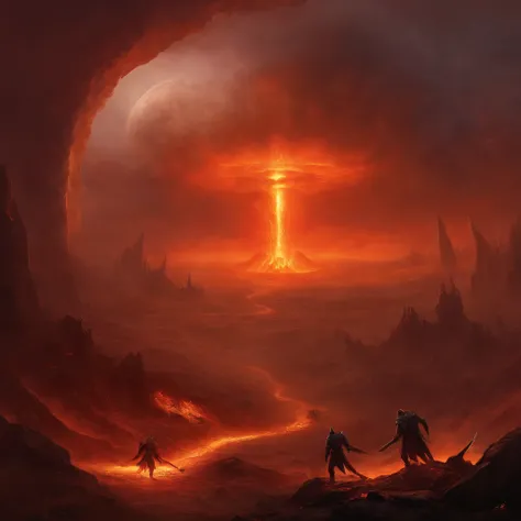 , Hellscape, The bottom of hell, the final battle in hell, apocalyptic landscape!!!!!, mustafar, Hellish ruins, ! apocalyptic landscape!!, Awesome D & D The Art of the Dark Sun, portal to hell, portal to hell, World of Warcraft art, rescue from the underwo...