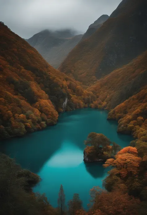 linha paisagem de montanhas com um casal fazendo self