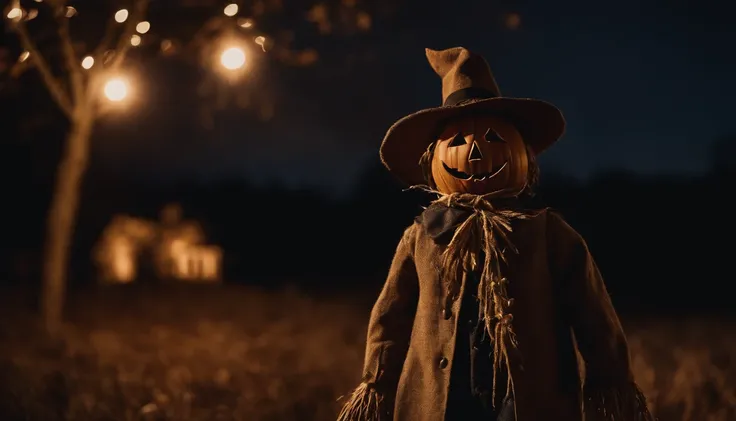 halloween scarecrow at night