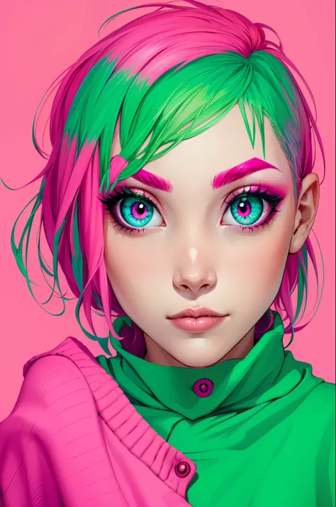 Pink and Green Odd Eye Girl