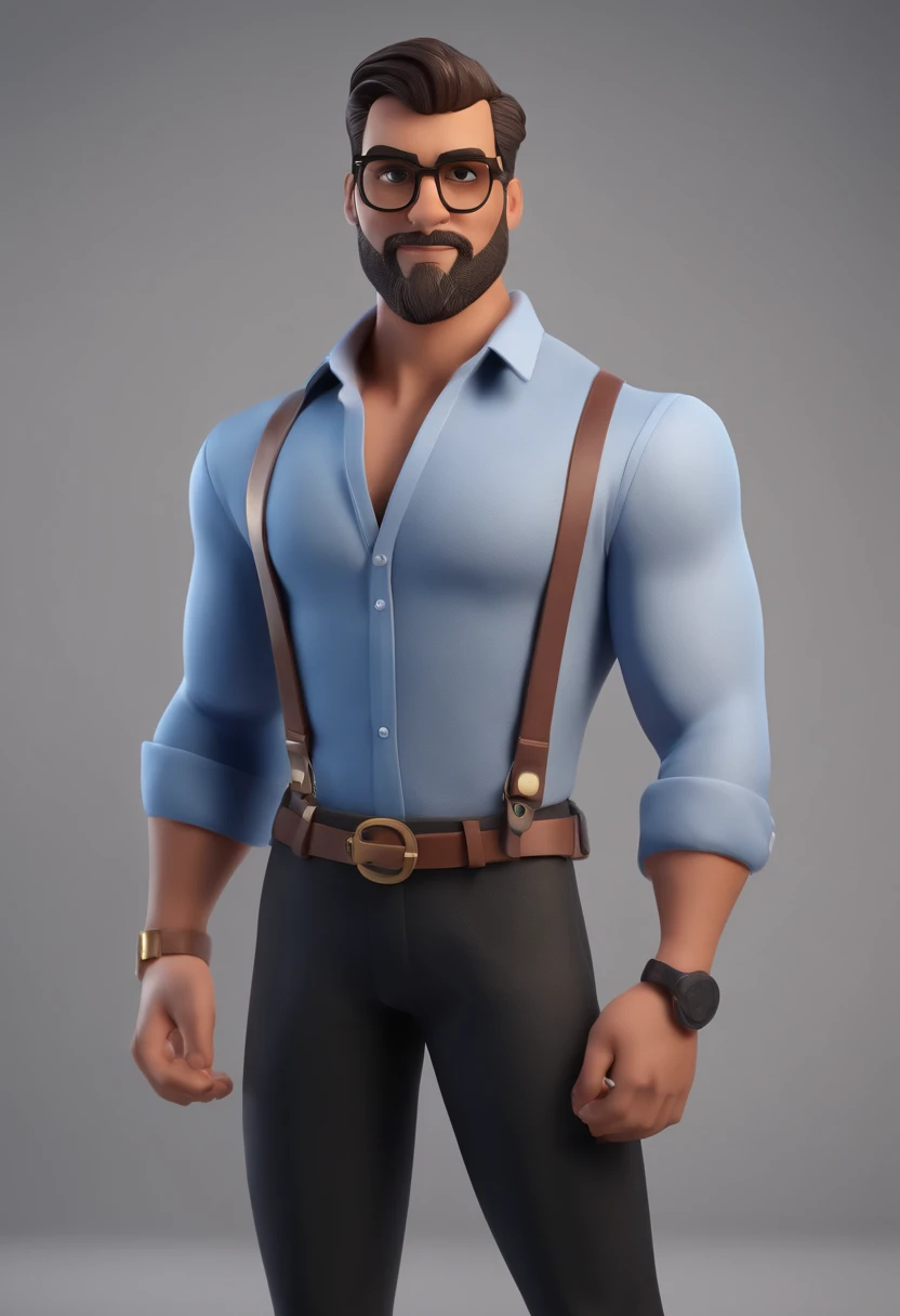 Personaje de dibujos animados de un hombre con gafas negras y una camisa azul, animation character, stylized character, Rendering animation styles, 3D estilizado, Arnold Maya render, 3D render estilizado, Toon renderizar keyshot, Personaje 3D, Personaje 3D...