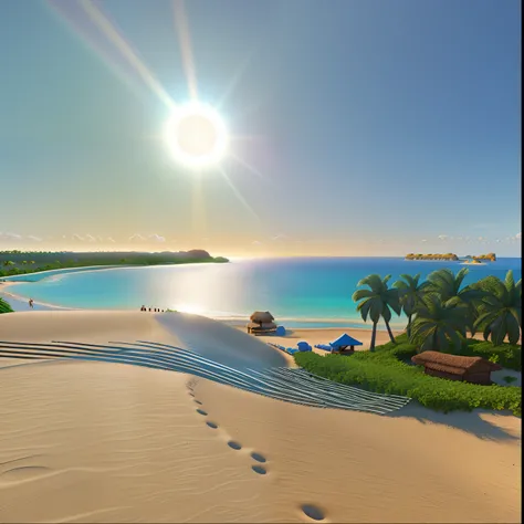 Disney pixar 3d image with title :Mundaú beautiful beach