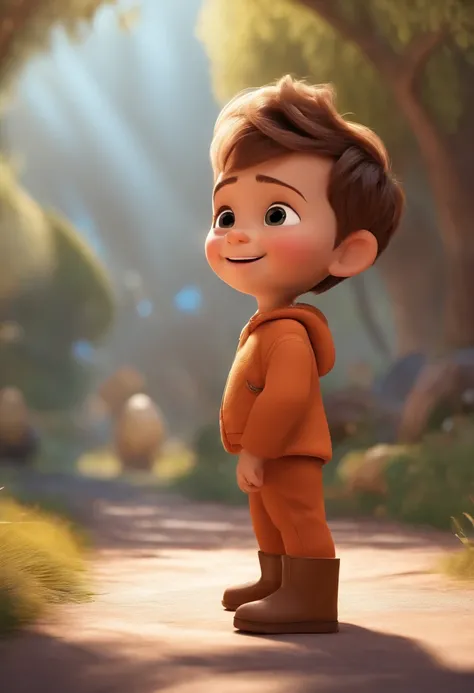 a happy cute kid standing short hair, vestindo uma fantasia espacial, , fundo branco, barnet, Tom, Estilo Pixar, ....3d, desenhos animados, rosto detalhado, asymmetrical 16k