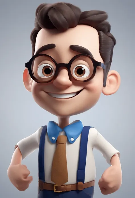 Cartoon character of a man with black glasses and a blue shirt, animation character, Caractere estilizado, animation style rendering, 3D estilizado, Arnold Maya render, 3 d render stylized, toon render keyshot, Personagem 3D, Personagem 3D, 3d rendering st...