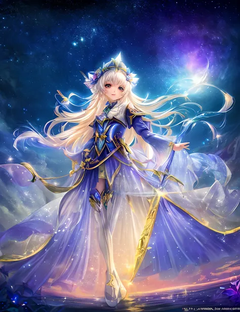 Colorful Metropolitan Museum of Art、River painting with stars and moon in rainbow sky、the met、Shining skyscrapers、Shine across the board、Skyscrapers、Concept art inspired by Mitsuoki Tosa、pixiv contest winners、top-quality、Fantasyart、beautiful anime scene、Br...