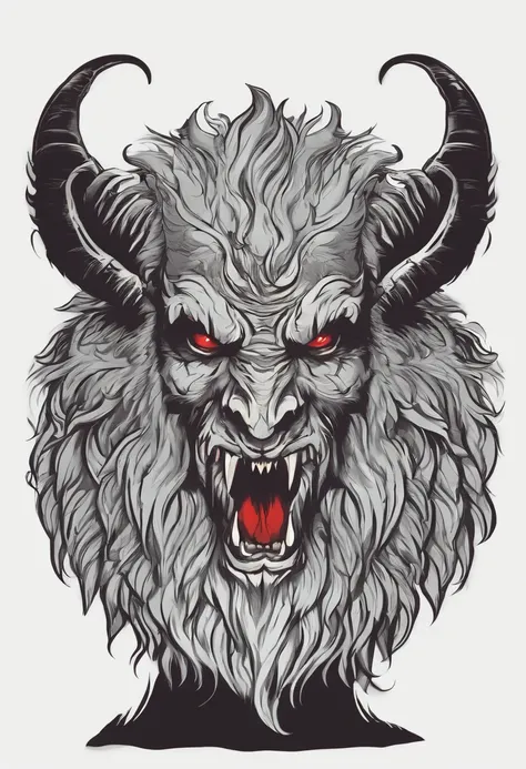 /imagine prompt: Krampus illustration for a sticker with a black background, in bold outline style, jagged edges, trashcore, light shading --v 5.2