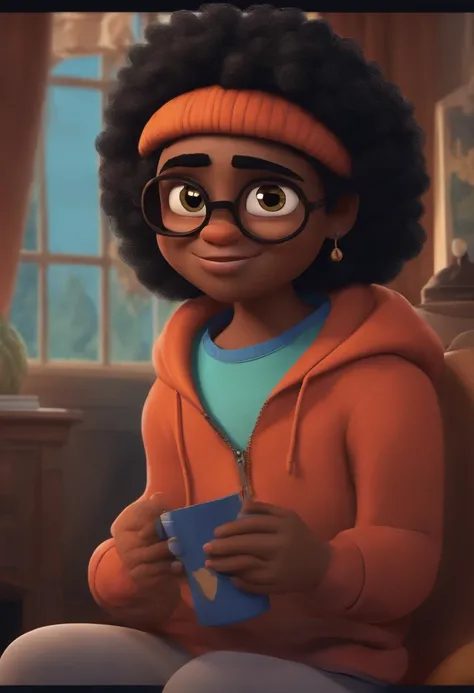 Criar um personagem no estilo pixar dentro de um jaleco. personagem negro ,cabelo crespo olhos castanhos 29 anos