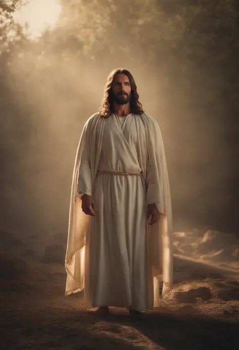 a full body, photorealistic image of Jesus Christ facing the camera in high quality hdr 8k