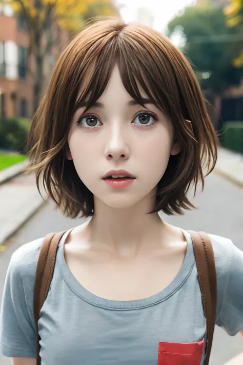 girl max caulfield ,ojos grandes , , brown hair , t-shirt, ,  , short short , , ojos expresivos , ,  ,on the neighborhood