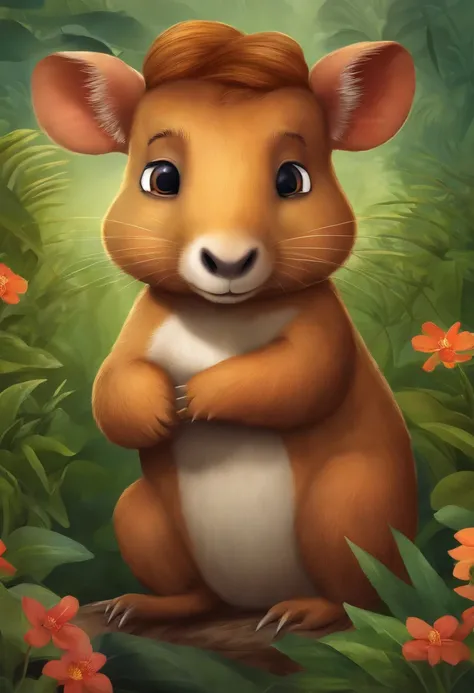 Personagem dos desenhos animados de um animal capivara filhote