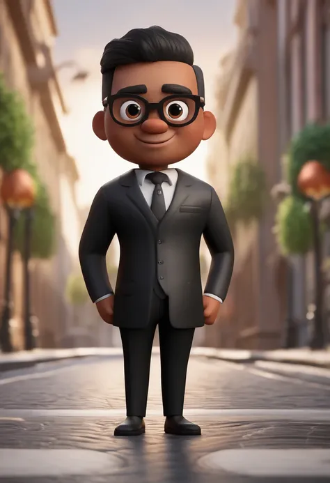 Cartoon character of a man wearing black glasses and a black shirt an animated character, Caractere estilizado, animation style rendering, 3D estilizado, Denzel Washington, 3 d render stylized, toon render keyshot, Personagem 3D, Personagem 3D, 3d renderin...