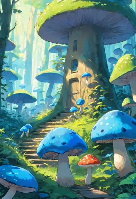 Blue mushrooms