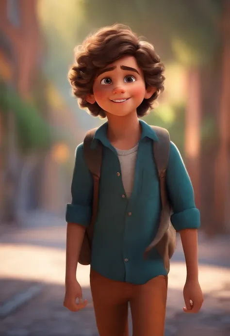 Image of a boy for a story in a YouTube video in Pixar format, Hes the little allabester, Hes the class leader, Hes outgoing, Playful and gets up for a lot of things, cabelo curto