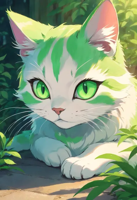 drawing of a cat with green eyes and a green tail, professional furry drawing, some green and purple, an feral cat, feral cat, demon cat, purple cat, fursona art, furry mawshot art, furry art!!!, toxic cat, cat from the void, weirdcore voidpunk fursona, co...